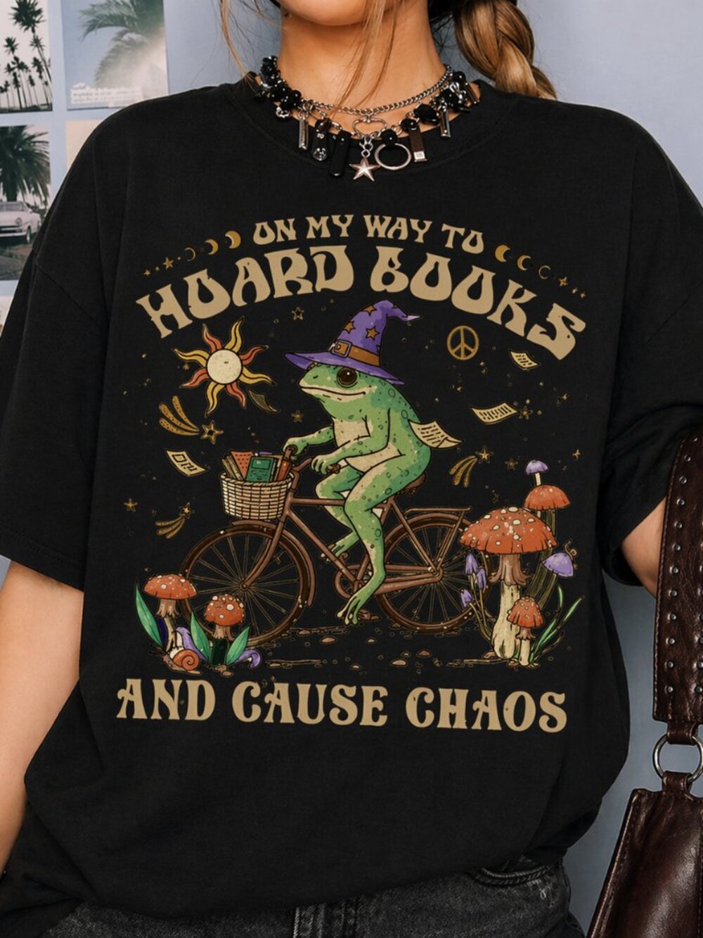 Hoard Books Cause Chaos Shirt, Wizard Frog Bookish Tee